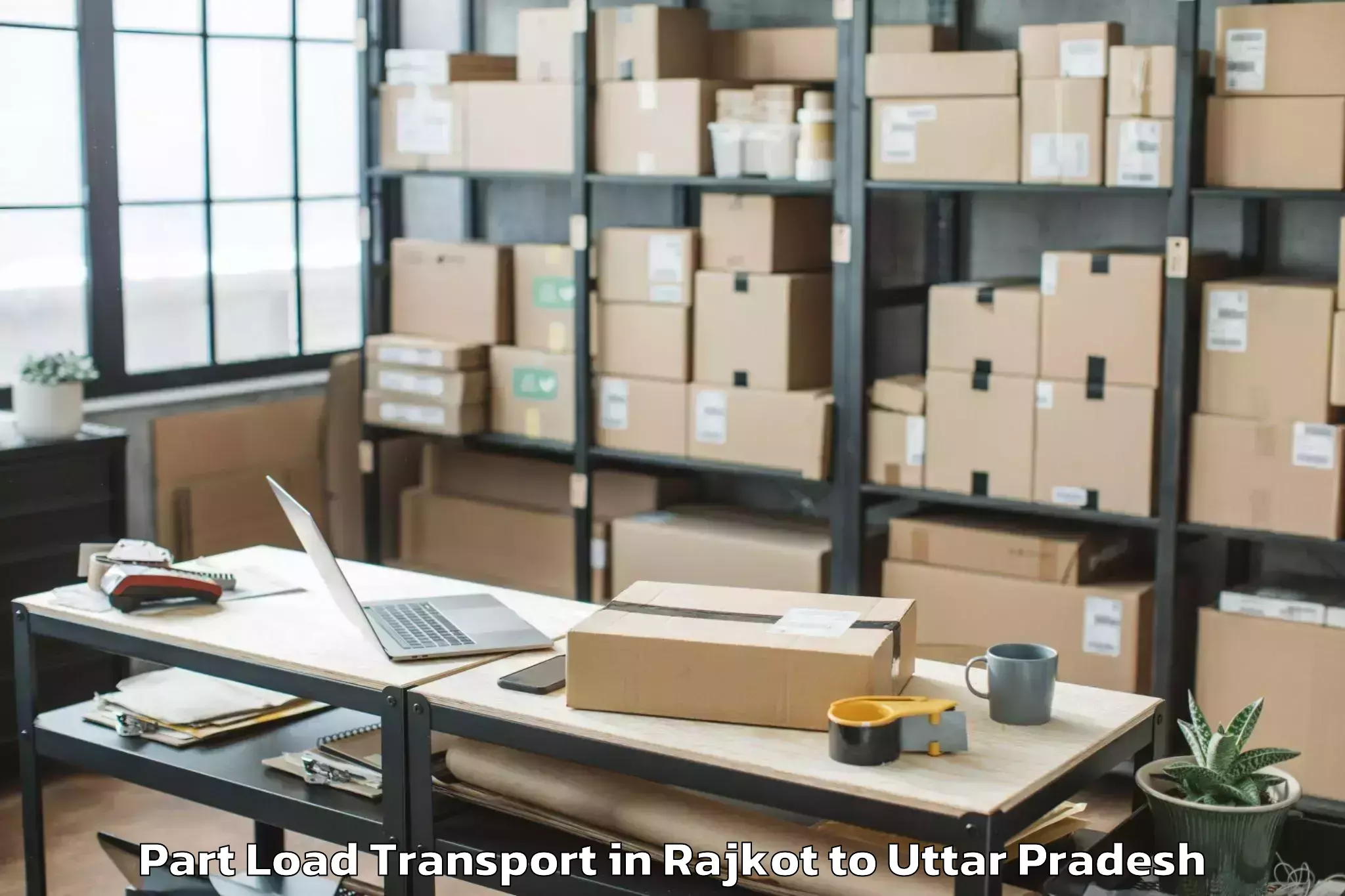 Book Rajkot to Karwi Part Load Transport Online